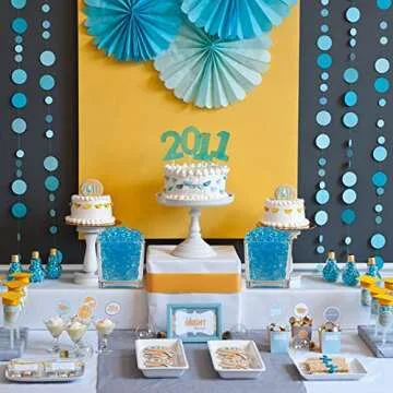 HappyFiller 630 PCS Lake Blue Acrylic Flat Marbles for Decor