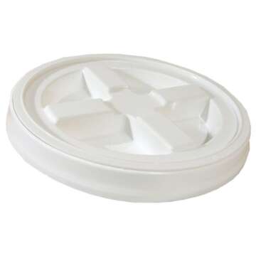Gamma2 Seal Lid - Pet Food Storage Container Lids - Fits 3.5, 5, 6, & 7 Gallon Buckets, White, 4122E, Made in USA, Fits a 3.5 to 7 Gallon Bucket