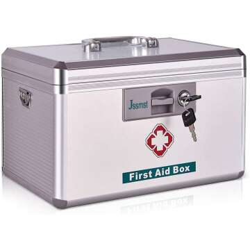 Jssmst Locking Medicine Box - First Aid Storage Organizer