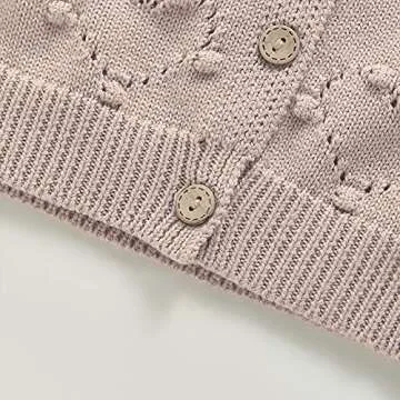 Curipeer Baby Girls Knitted Pompoms Cardigan Sweater Infant Jacket Outerwear for Autumn 5T