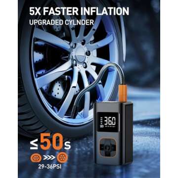 MEUCI Tire Inflator Portable Air Compressor - 10000mAh Cordless Air Pump for Car Tires, 150 PSI Elec...