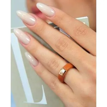 Rinfit Silicone Rings for Women 6mm Wide, 2mm Thick - Silicone Wedding Bands Women - Infinity Ring with Metal Plate - Rubber Rings - Light Brown/Rose Gold - Size 8