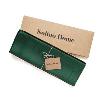Luxurious Solino Home Rainforest Green Linen Placemats - Set of 4