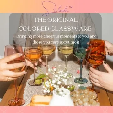 Luxury Hand-Blown Saludi Light Peach Wine Glasses Set