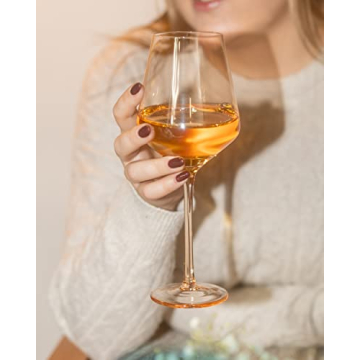 Luxury Hand-Blown Saludi Light Peach Wine Glasses Set