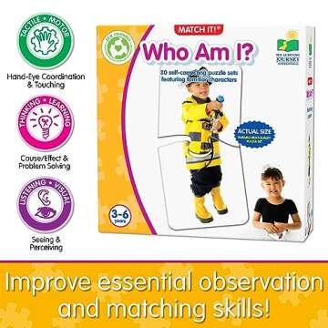 The Learning Journey: Match It! - Who Am I? - 20 Piece Self-Correcting Matching Puzzle Set - Diversity Toys for Toddlers Ages 3 and Up - Award Winning Toys