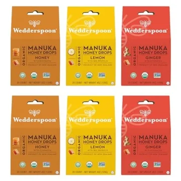 Wedderspoon Organic Manuka Honey Drops, Variety Pack, 4 Oz (Pack of 6) - Genuine New Zealand Honey -...