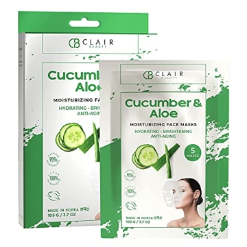 Clear Beauty Cucumber & Aloe Facial Sheet Mask - Hydrating, Cruelty-Free, All Skin Types