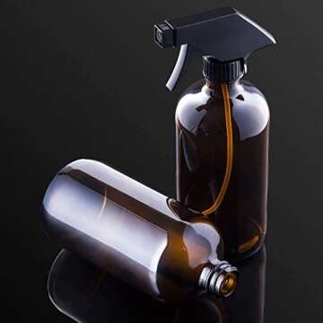 CULINAIRE Culinare 16 oz Glass Amber Spray Bottles for Essential Oil Solutions, Dark Continuous Spray Bottle for Cleaning, Beauty, Hair Care, Aromatherapy, Plant Mister, 2 Pack