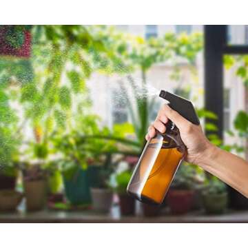 CULINAIRE Culinare 16 oz Glass Amber Spray Bottles for Essential Oil Solutions, Dark Continuous Spray Bottle for Cleaning, Beauty, Hair Care, Aromatherapy, Plant Mister, 2 Pack