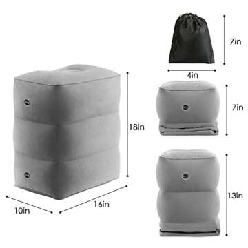 SVOPY Inflatable Toddler Bed on Air Travel Foot Rest Pillow with Adjustable Height Leg Pillow for Long-Range Flight, Must-Have Item for Airplane, Train, SUV