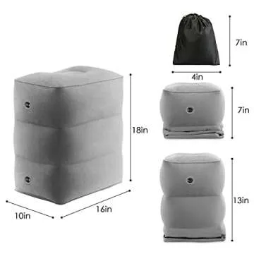 SVOPY Inflatable Toddler Bed on Air Travel Foot Rest Pillow with Adjustable Height Leg Pillow for Long-Range Flight, Must-Have Item for Airplane, Train, SUV