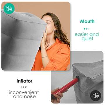 SVOPY Inflatable Toddler Bed on Air Travel Foot Rest Pillow with Adjustable Height Leg Pillow for Long-Range Flight, Must-Have Item for Airplane, Train, SUV