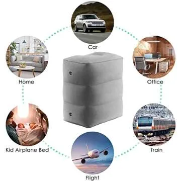 SVOPY Inflatable Toddler Bed on Air Travel Foot Rest Pillow with Adjustable Height Leg Pillow for Long-Range Flight, Must-Have Item for Airplane, Train, SUV