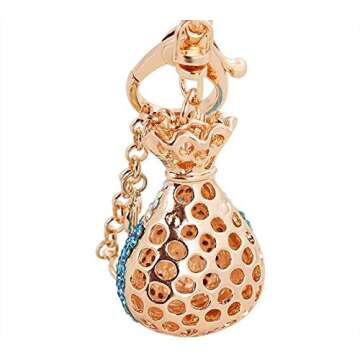 Jzcky Shzrp Fortune Bag Crystal Rhinestone Keychain Key Chain Sparkling Key Ring Charm Purse Pendant Handbag Bag Decoration Holiday Gift(Pink)