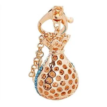 Jzcky Shzrp Fortune Bag Crystal Rhinestone Keychain Key Chain Sparkling Key Ring Charm Purse Pendant Handbag Bag Decoration Holiday Gift(Pink)