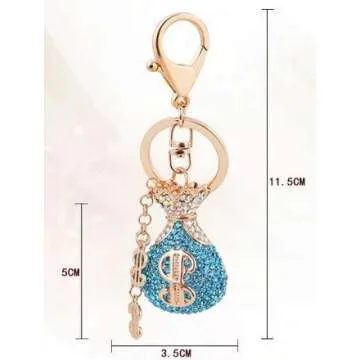 Jzcky Shzrp Fortune Bag Crystal Rhinestone Keychain Key Chain Sparkling Key Ring Charm Purse Pendant Handbag Bag Decoration Holiday Gift(Pink)