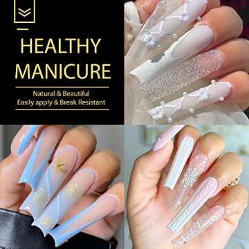 UNA GELLA Extra Long Tapered Sqaure Nail Tips, Pre-buffed 240Pcs Square Gel Tips No C Curve XXL Long...