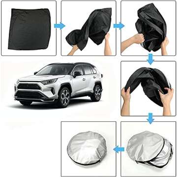 D-Lumina RAV-4 Windshield Sunshade Compatible with 2019 2020 2021 2022 2023 2024 2025 Toyota RAV4 - Foldable Front Window Sun Shade Shield Protector