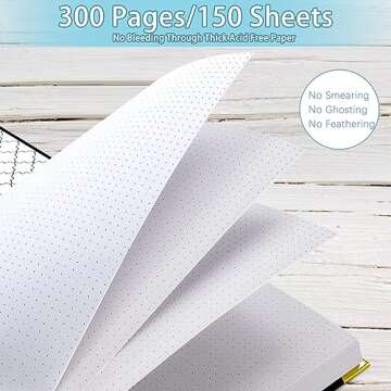 Spiral Notebook, Dotted Notebook, 8.5" x 11", 300 Page Hardcover Large Dot Grid Notebook Journal for Bullet, Thick Paper Fights Ink Bleed, A4 Leather Journal for Women Men, 24 PCS Tabs, Light Blue