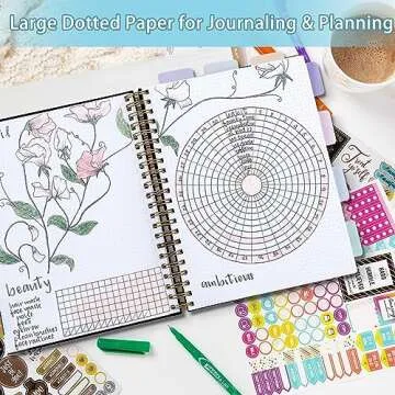 Spiral Notebook, Dotted Notebook, 8.5" x 11", 300 Page Hardcover Large Dot Grid Notebook Journal for Bullet, Thick Paper Fights Ink Bleed, A4 Leather Journal for Women Men, 24 PCS Tabs, Light Blue