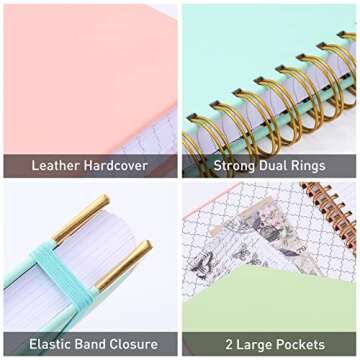 Spiral Notebook, Dotted Notebook, 8.5" x 11", 300 Page Hardcover Large Dot Grid Notebook Journal for Bullet, Thick Paper Fights Ink Bleed, A4 Leather Journal for Women Men, 24 PCS Tabs, Light Blue