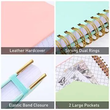 Spiral Notebook, Dotted Notebook, 8.5" x 11", 300 Page Hardcover Large Dot Grid Notebook Journal for Bullet, Thick Paper Fights Ink Bleed, A4 Leather Journal for Women Men, 24 PCS Tabs, Light Blue