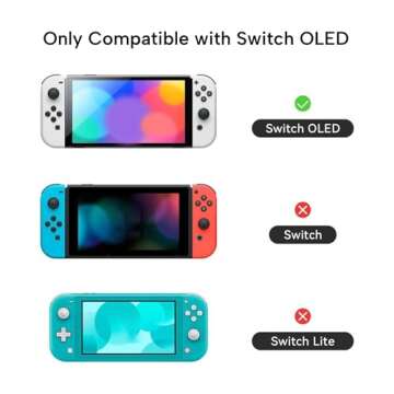 GeekShare Protective Case for Switch OLED Slim Cover Case Compatible with Switch OLED Separable Soft Silicone Protective Shell for Joy Con with 2 Thumb Grip Caps - Strawberries with Cream