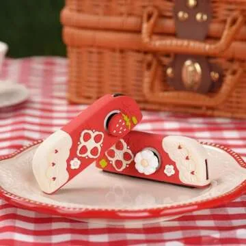 GeekShare Protective Case for Switch OLED Slim Cover Case Compatible with Switch OLED Separable Soft Silicone Protective Shell for Joy Con with 2 Thumb Grip Caps - Strawberries with Cream