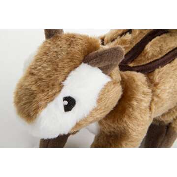 goDog Wildlife Chipmunk Squeaky Plush Dog Toy, Chew Guard Technology - Brown, Large
