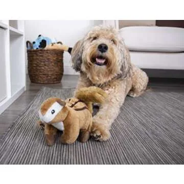 goDog Wildlife Chipmunk Squeaky Plush Dog Toy, Chew Guard Technology - Brown, Large