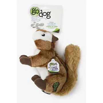goDog Wildlife Chipmunk Squeaky Plush Dog Toy, Chew Guard Technology - Brown, Large