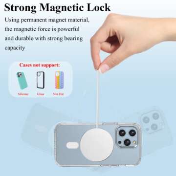 LDSXAY Universal MagSafe Ring, 2 PCS Magnet Sticker Magnetic Adapter Ring Compatible with Magsafe Accessories & Wireless Charging for iPhone 16/15/14/13/12/11 Pro Max Mini, Galaxy S25/S24/S23 (White)