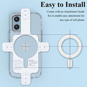 LDSXAY Universal MagSafe Ring, 2 PCS Magnet Sticker Magnetic Adapter Ring Compatible with Magsafe Accessories & Wireless Charging for iPhone 16/15/14/13/12/11 Pro Max Mini, Galaxy S25/S24/S23 (White)