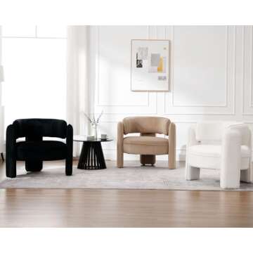 HNY Mid Century Modern Velvet Barrel Accent Chairs Set of 2 Clearance, Comfy Round Upholstered Armchairs with Open Back, Side Club Lounge Arm Chairs for Living Room, Bedroom, Small Spaces, Khaki