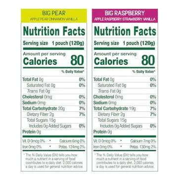 GoGo squeeZ BIG Applesauce & Fruit Puree with Vanilla and Cinnamon Variety Pack, Pear & Raspberry, 4.2 oz. (Pack of 20), Unsweetened Fruit Snacks for Kids, Gluten Free, Nut Free, Dairy Free Pouches