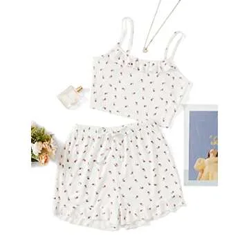SweatyRocks Women's Cute Cami Top and Shorts Pajama Set