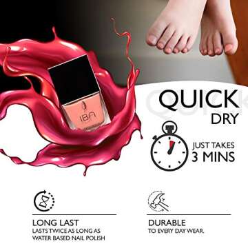 Non-Toxic Vegan Nail Polish - Premium Quality and Long Lasting with Cuticle Oil. Safe for Pregnancy, Toddler and Pets - Bonus Nail File (3 x 10ml Varnish 1 x 10ml Cuticle Oil) Gift Set