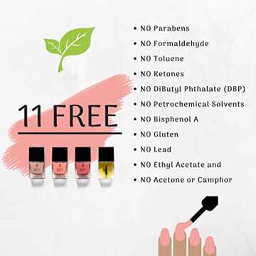 Non-Toxic Vegan Nail Polish - Premium Quality and Long Lasting with Cuticle Oil. Safe for Pregnancy, Toddler and Pets - Bonus Nail File (3 x 10ml Varnish 1 x 10ml Cuticle Oil) Gift Set