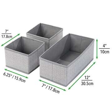 mDesign 3-Piece Fabric Drawer Organizer for Baby Essentials