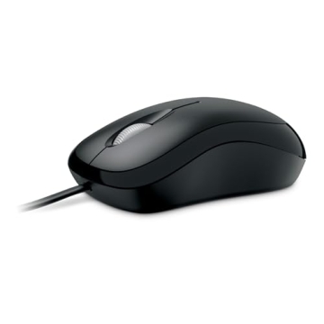 Microsoft Basic Optical Mouse - Black. Comfortable, Right/Left Hand Use, Ergonomic Design, Wired USB Mouse, for PC/Laptop/Desktop