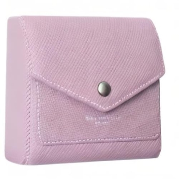 Borgasets Small Wallet for Women Genuine Leather RFID Blocking Card Holder Organizer Pocket Compact Bifold Ladies Mini Purse (Crosshatch Light Pink)