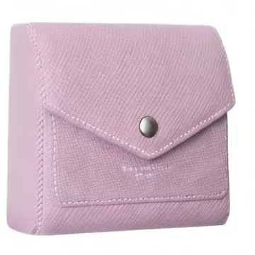 Borgasets Small Wallet for Women Genuine Leather RFID Blocking Card Holder Organizer Pocket Compact Bifold Ladies Mini Purse (Crosshatch Light Pink)