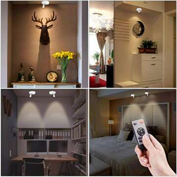 BLS Wireless LED Spot Lights with Remote, Battery Powered Indoor Artwork Lighting, Puck Lights for Closet and Paintings
