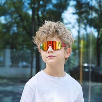 SEKKAF Youth Baseball Sunglasses for Active Kids 6-12