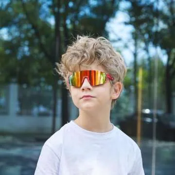SEKKAF Youth Baseball Sunglasses for Active Kids 6-12