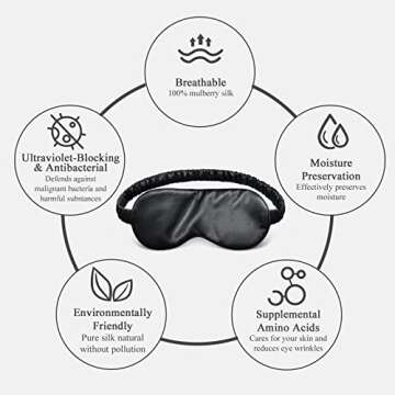 Silk Sleep Mask Eye Mask Blindfold with Double Layer Silk Filling and Elastic Strap for Full Night's...