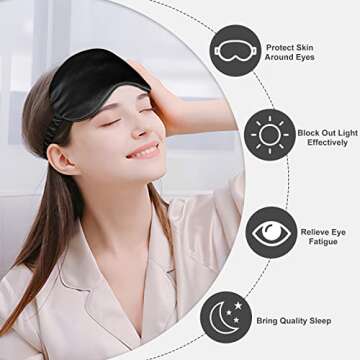 Silk Sleep Mask Eye Mask Blindfold with Double Layer Silk Filling and Elastic Strap for Full Night's Sleep, Travel and Nap, Soft Eye Cover Eyeshade with Luxury Bag and Ear Plugs by OLESILK (Black)
