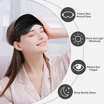 Silk Sleep Mask Eye Mask Blindfold with Double Layer Silk Filling and Elastic Strap for Full Night's Sleep, Travel and Nap, Soft Eye Cover Eyeshade with Luxury Bag and Ear Plugs by OLESILK (Black)