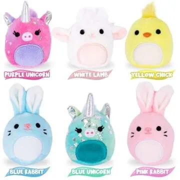ArtCreativity Bulk Easter Stuffed Animals for Kids - Set of 6 Plush Easter Toys in Pastel Colors - Chick, Bunny, Unicorn, and Lamb Designs - Easter Basket Stuffers for Ages 3 and Up